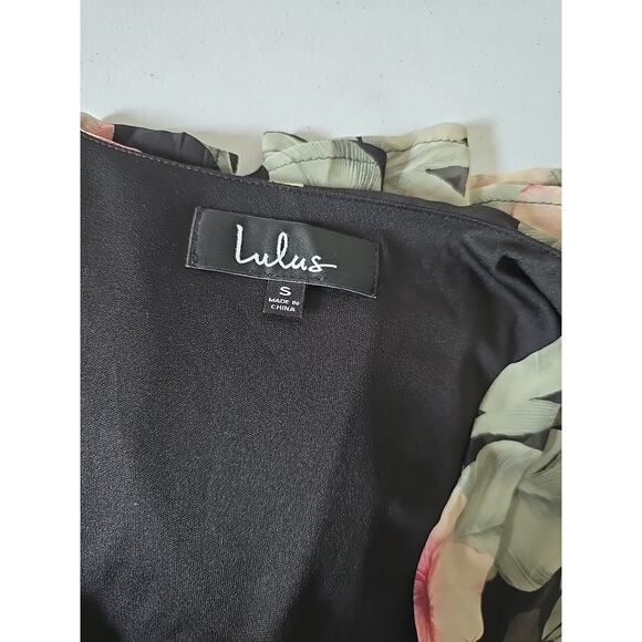 Lulus Maxi Dress Small Womens Love Interest Black Floral Flowy V-Neck Lined NWOT - Picture 11 of 16